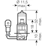 Lámpara faro carretera Osram  orginal line H3 12V 55W 3200K Halógena