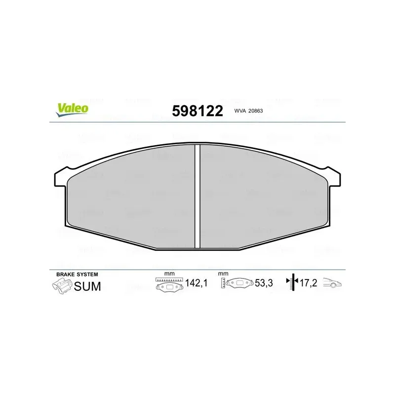 VALEO 598122 Juego de pastillas de freno