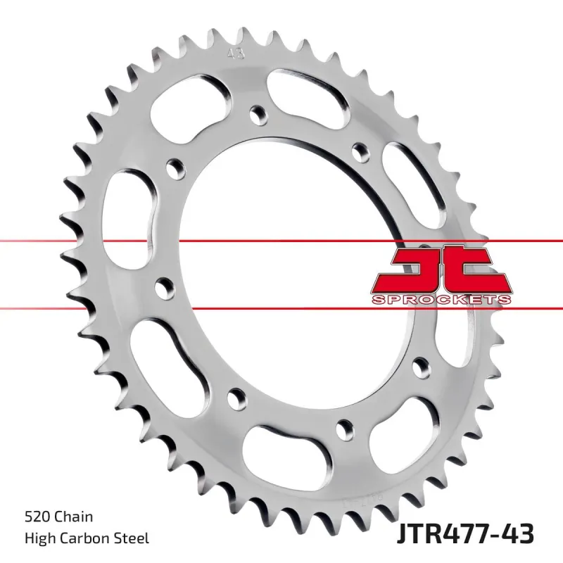 Corona moto JT Sprockets de acero de 43 dientes JTR477.43