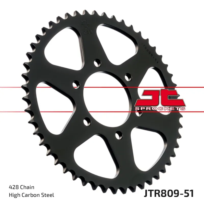 Corona moto JT Sprockets de acero de 51 dientes JTR809.51