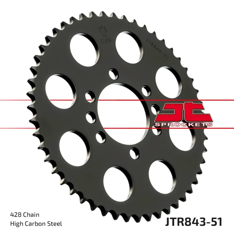 Corona moto JT Sprockets de acero de 51 dientes JTR843.51