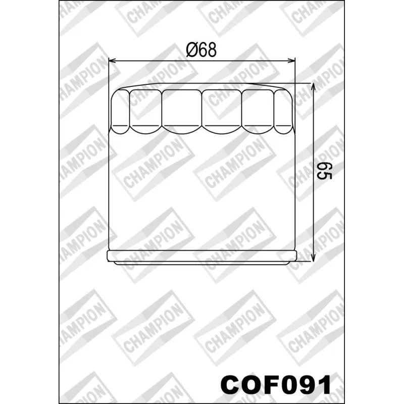 Filtro de aceite Champion para moto COF091