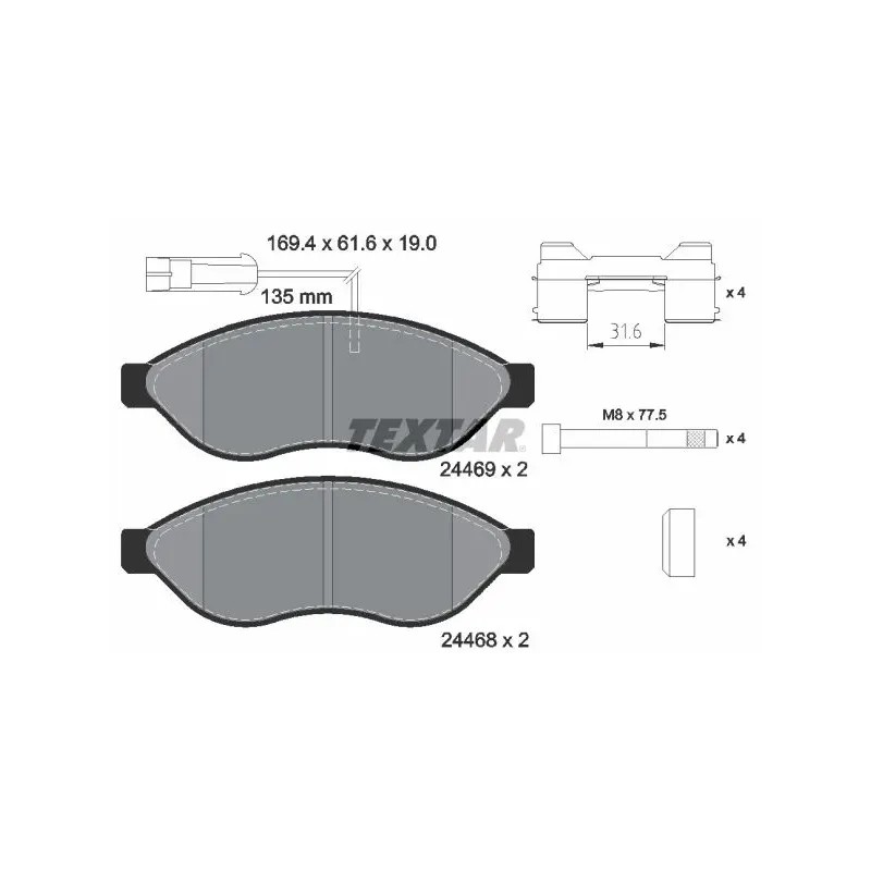 TEXTAR 2446902 Juego de pastillas de freno