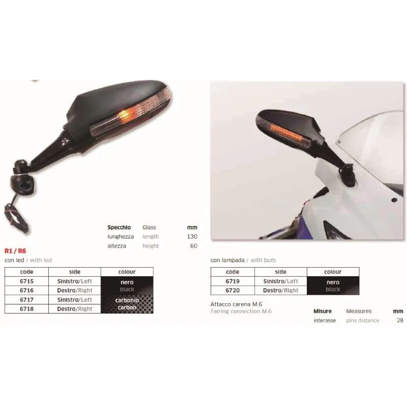 Espejo R1-R6 Der. Carbono con led - FAR6718