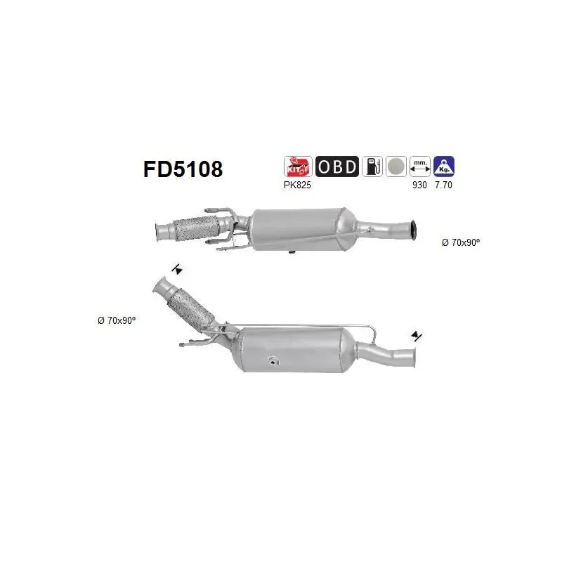 AS FD5108 Filtro hollín/partículas, sistema escape