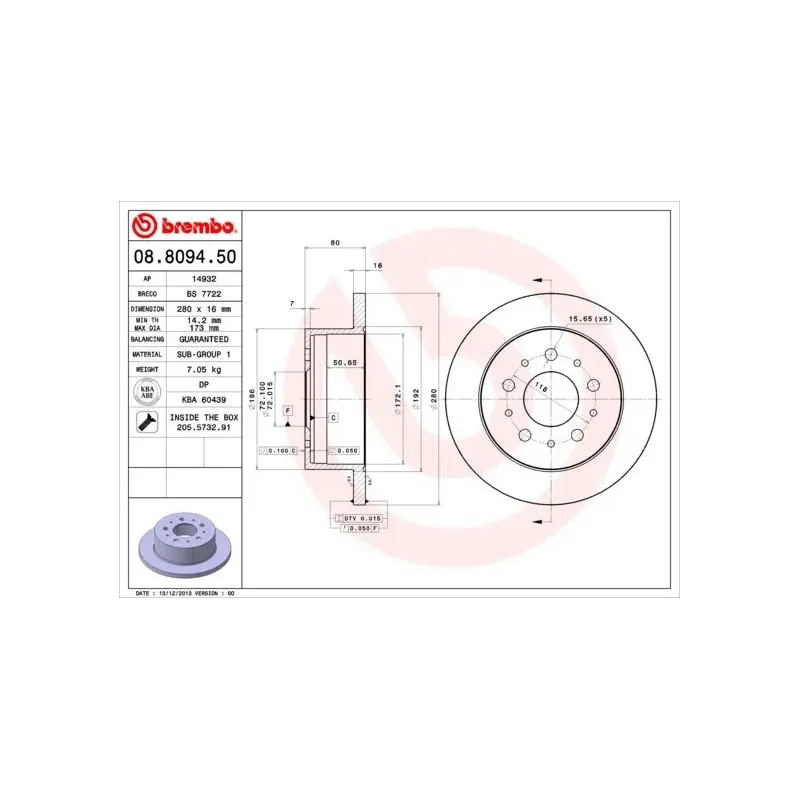 AP 14932 Disco de freno (Unidad)