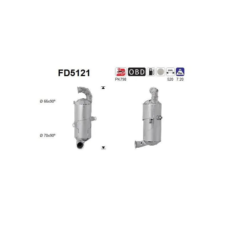 AS FD5121 Filtro hollín/partículas, sistema escape