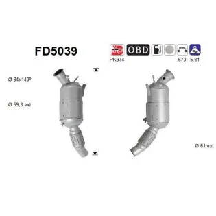 AS FD5039 Filtro hollín/partículas, sistema escape