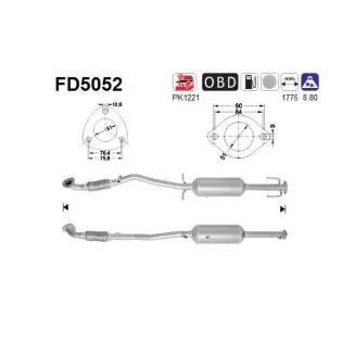 AS FD5052 Filtro hollín/partículas, sistema escape