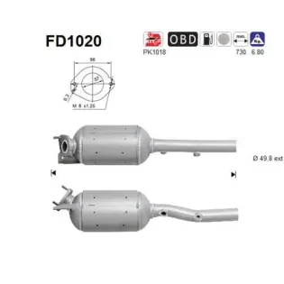 AS FD1020 Filtro hollín/partículas, sistema escape