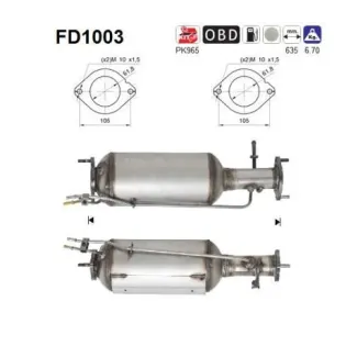 AS FD1003 Filtro hollín/partículas, sistema escape