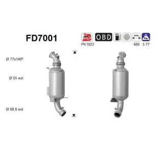 AS FD7001 Filtro hollín/partículas, sistema escape