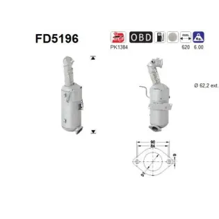 AS FD5196 Filtro hollín/partículas, sistema escape