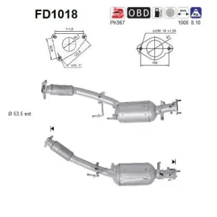 AS FD1018 Filtro hollín/partículas, sistema escape