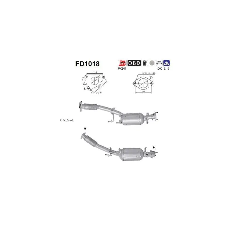 AS FD1018 Filtro hollín/partículas, sistema escape