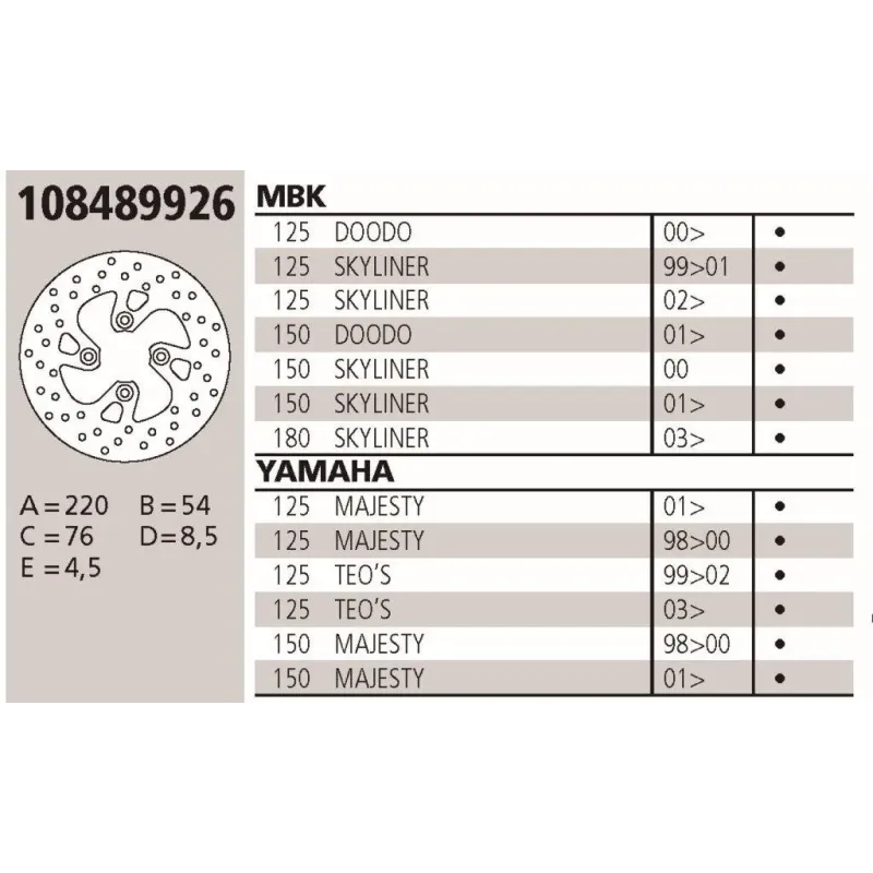 Disco Brembo Genuine Yamaha125/150 Majesty 108489926