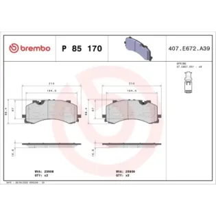 BREMBO P85170 Juego de pastillas de freno