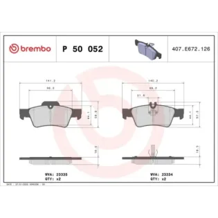 BREMBO P50052 Juego de pastillas de freno
