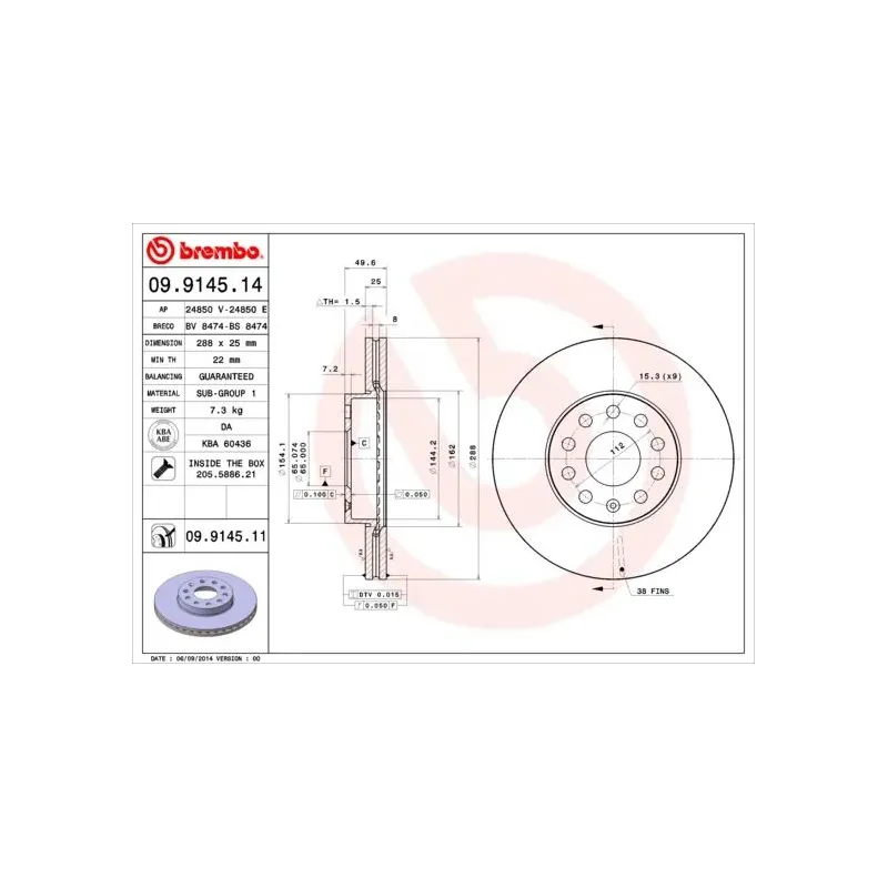 AP 24850E Disco de freno