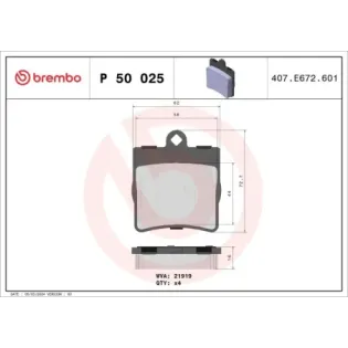 BREMBO P50025 Juego de pastillas de freno