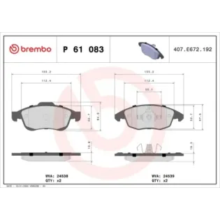 BREMBO P61083 Juego de pastillas de freno