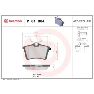 BREMBO P61084 Juego de pastillas de freno