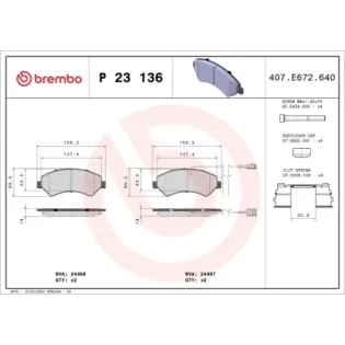 BREMBO P23136 Juego de pastillas de freno