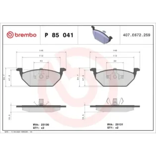 BREMBO P85041 Juego de pastillas de freno