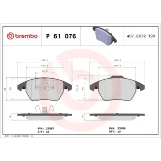 BREMBO P61076 Juego de pastillas de freno