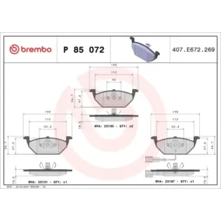 BREMBO P85072 Juego de pastillas de freno