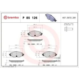 BREMBO P85126 Juego de pastillas de freno