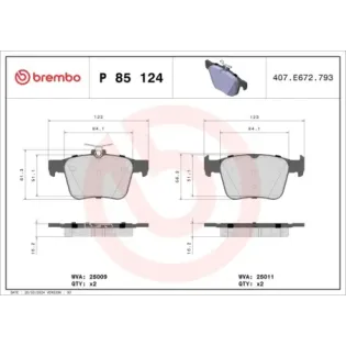 BREMBO P85124 Juego de pastillas de freno