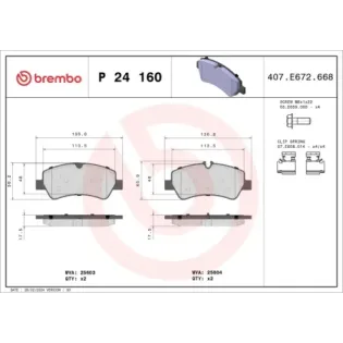 BREMBO P24160 Juego de pastillas de freno