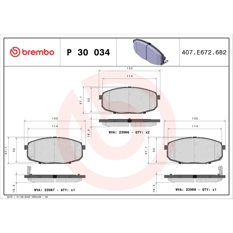BREMBO P30034 Juego de pastillas de freno