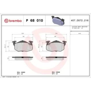 BREMBO P68010 Juego de pastillas de freno
