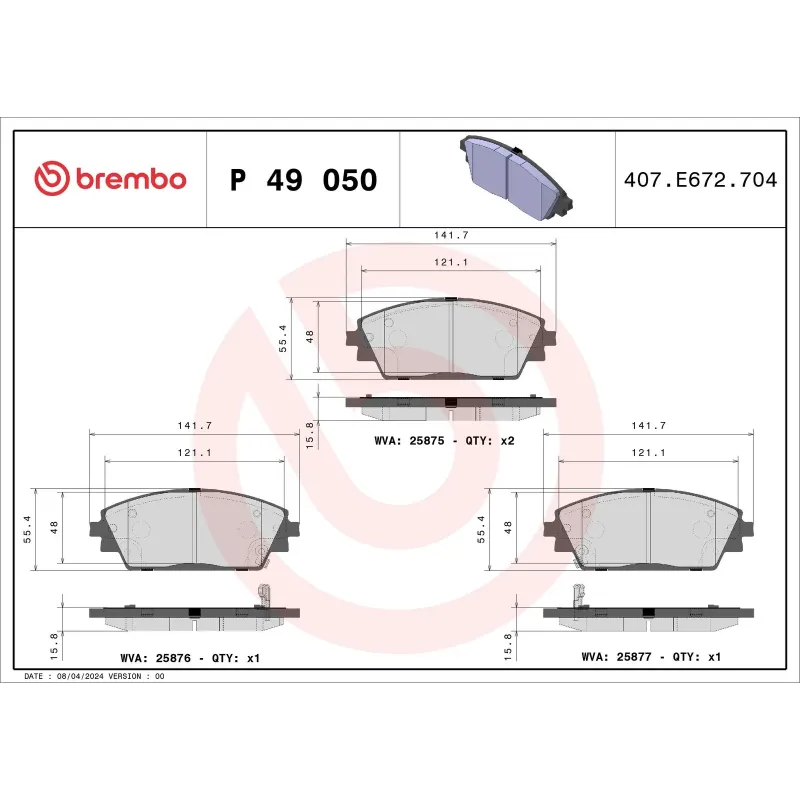 BREMBO P49050 Juego de pastillas de freno