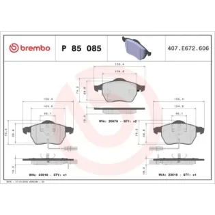 BREMBO P85085 Juego de pastillas de freno