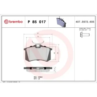 BREMBO P85017 Juego de pastillas de freno