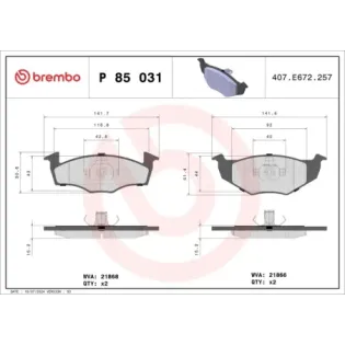 BREMBO P85031 Juego de pastillas de freno