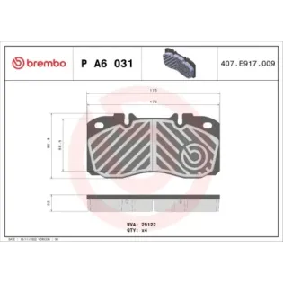 BREMBO PA6031 Juego de pastillas de freno