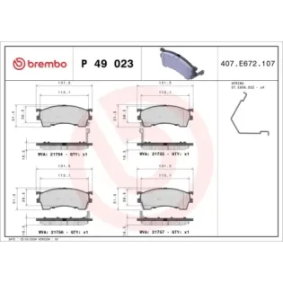BREMBO P49023 Juego de pastillas de freno
