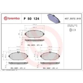 BREMBO P50124 Juego de pastillas de freno
