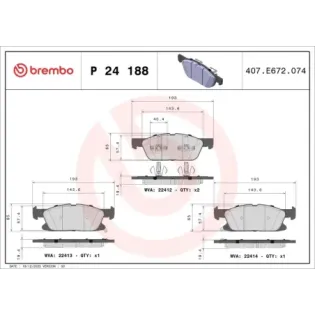 BREMBO P24188 Juego de pastillas de freno