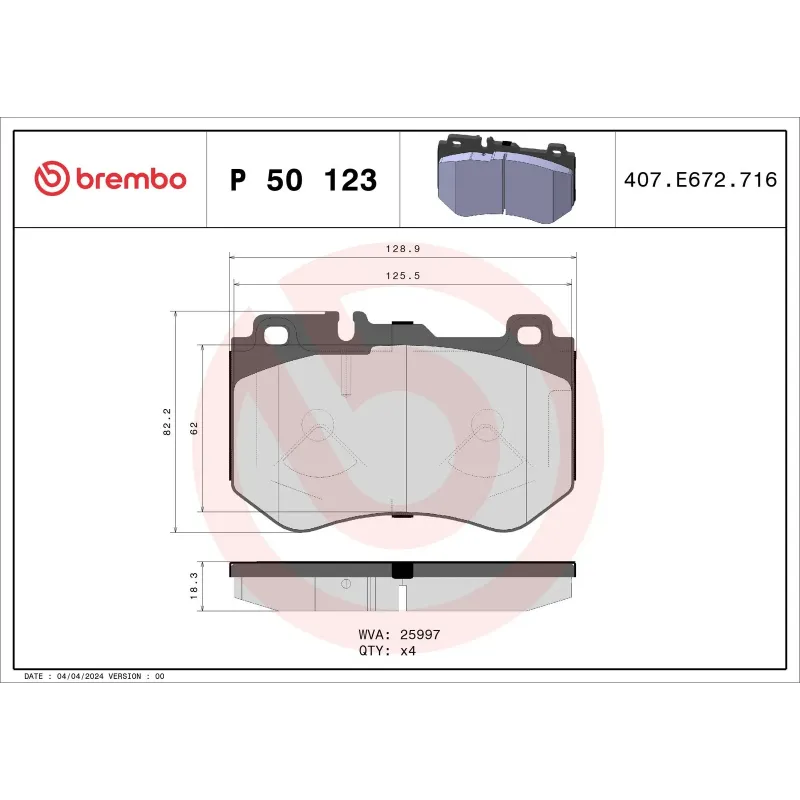 BREMBO P50123 Juego de pastillas de freno