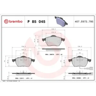 BREMBO P85045 Juego de pastillas de freno