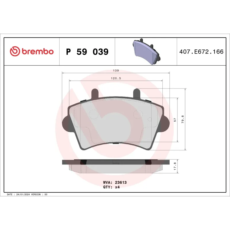 BREMBO P59039 Juego de pastillas de freno