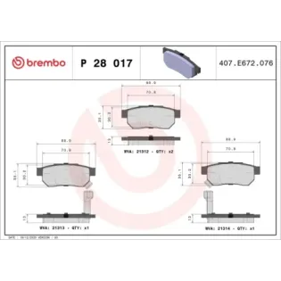 BREMBO P28017 Juego de pastillas de freno