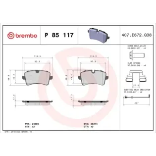 BREMBO P85117 Juego de pastillas de freno