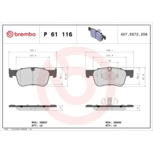 BREMBO P61116 Juego de pastillas de freno