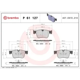 BREMBO P61127 Juego de pastillas de freno